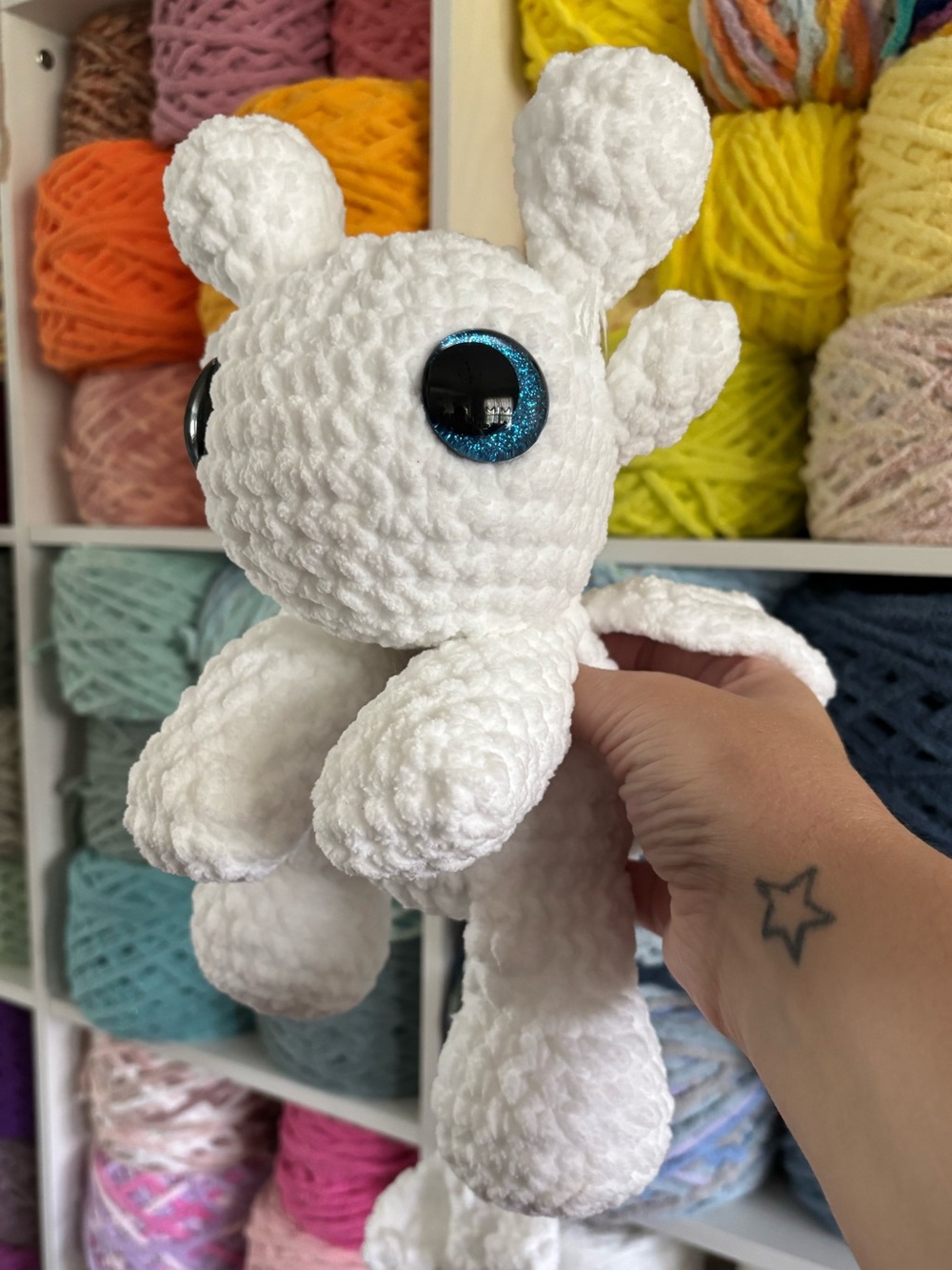 Crochet splooting Light fury Dragon handmade plush.